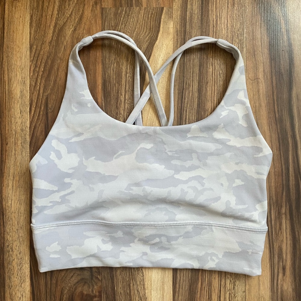Lululemon Energy Bra ribbed longline white Camo